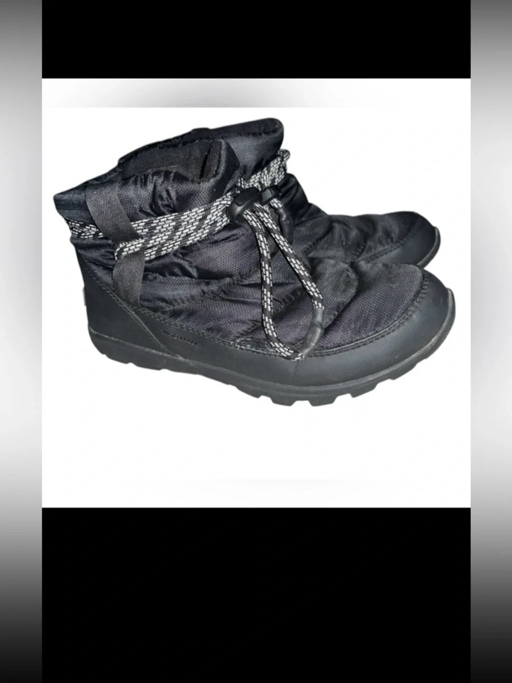 SOREL Whitney Short Camp Ankle Boot Black Nylon Puffer Winter Women's